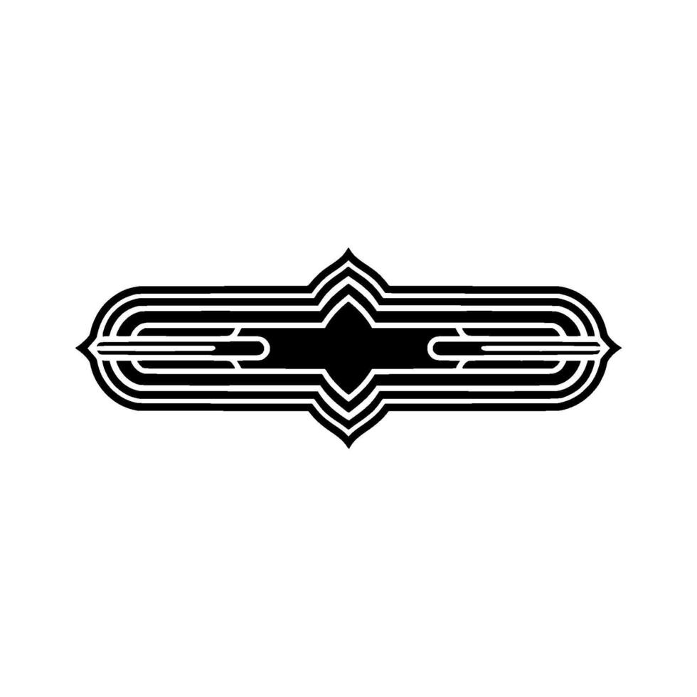 Geometric Ornament Black and White Art Deco , Minimalist Decorative Element. vector