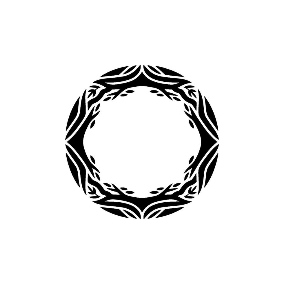 Abstract Tree Branch Circle Frame, Minimalist. vector