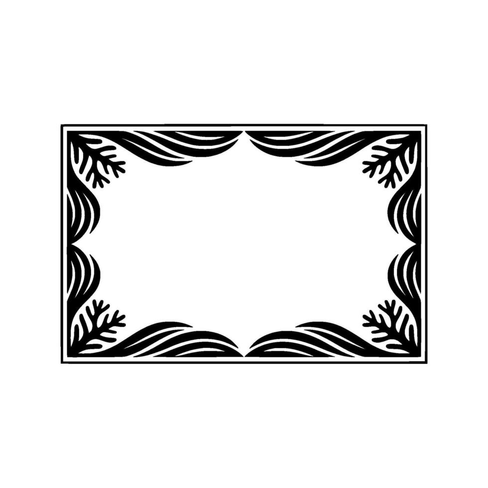 Elegant Black White Frame with Floral Corner Accents. vector