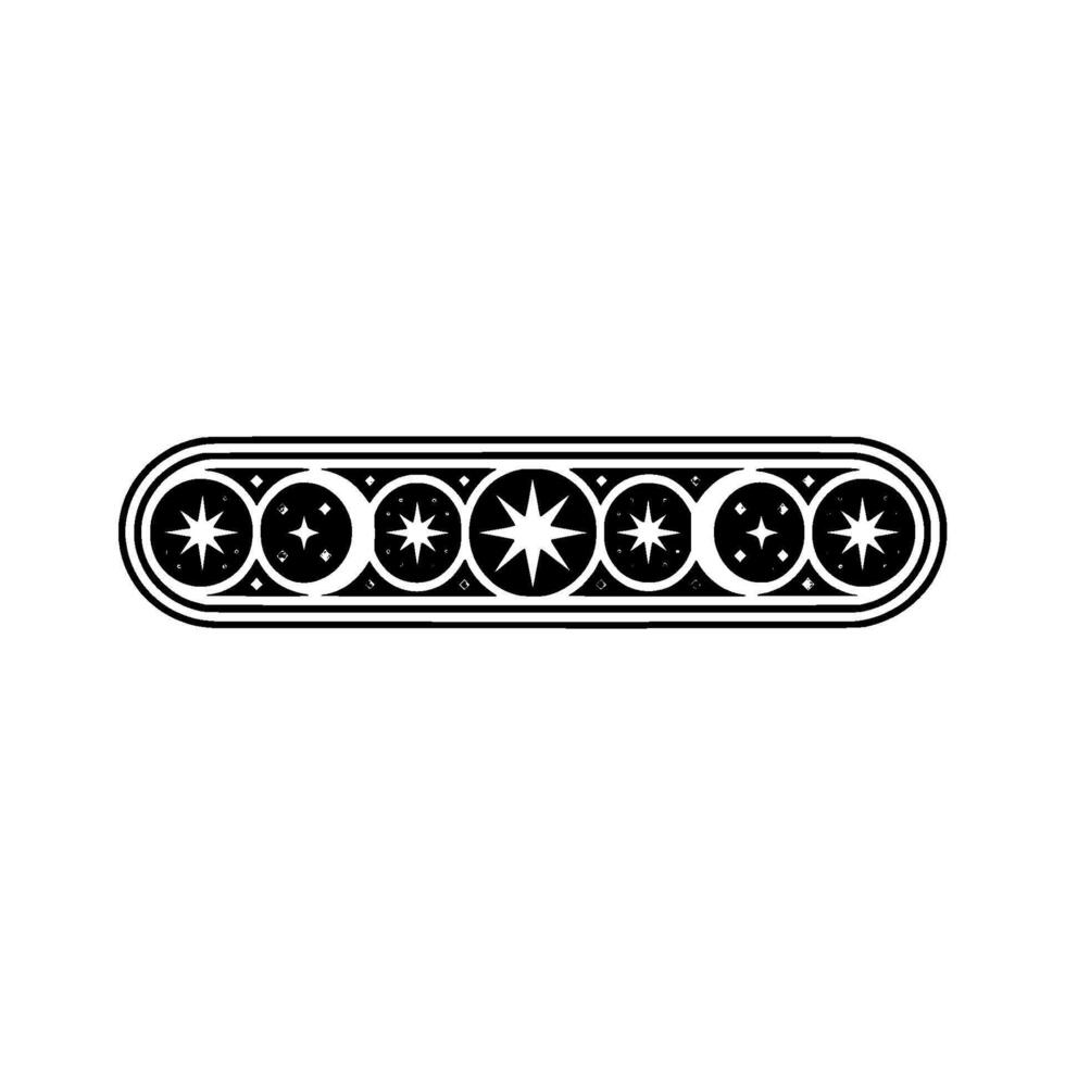 Decorative Geometric Star Pattern Border on White Background. vector