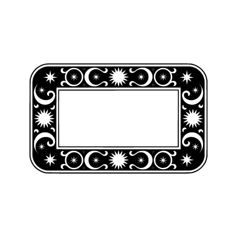 Elegant Black White Celestial Frame. vector