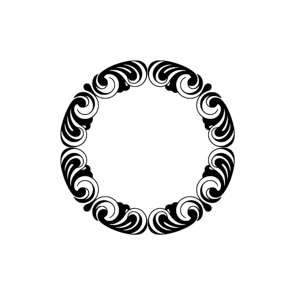 Elegant Swirl Frame - Minimalist Black White Element. vector