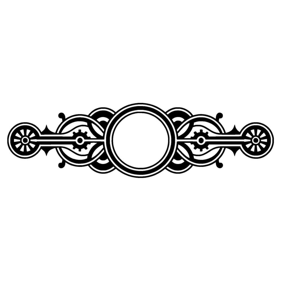 Ornamental Black and White Art Deco Badge, Steampunk Flair. vector