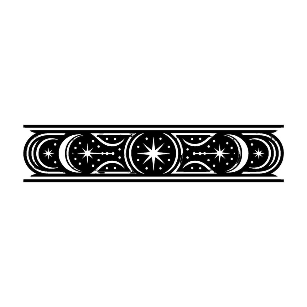 Celestial Border Moon Star Ornament, Minimalist Style. vector