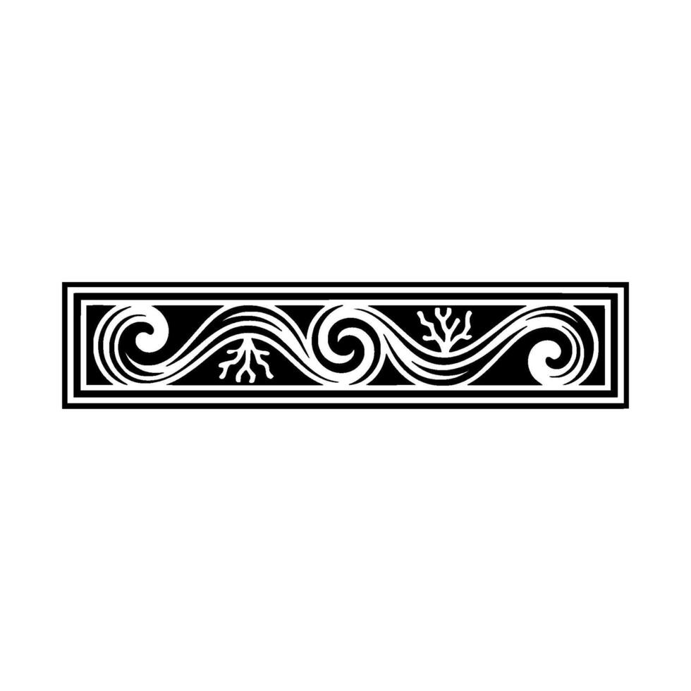 Elegant Black and White Border with Swirls Organic Details. vector