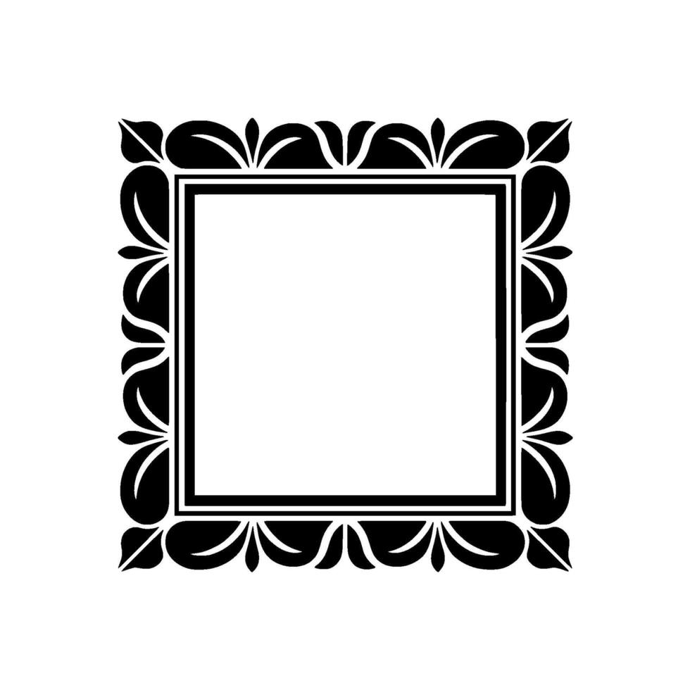 Elegant Black and White Floral Frame , Minimalist Template. vector
