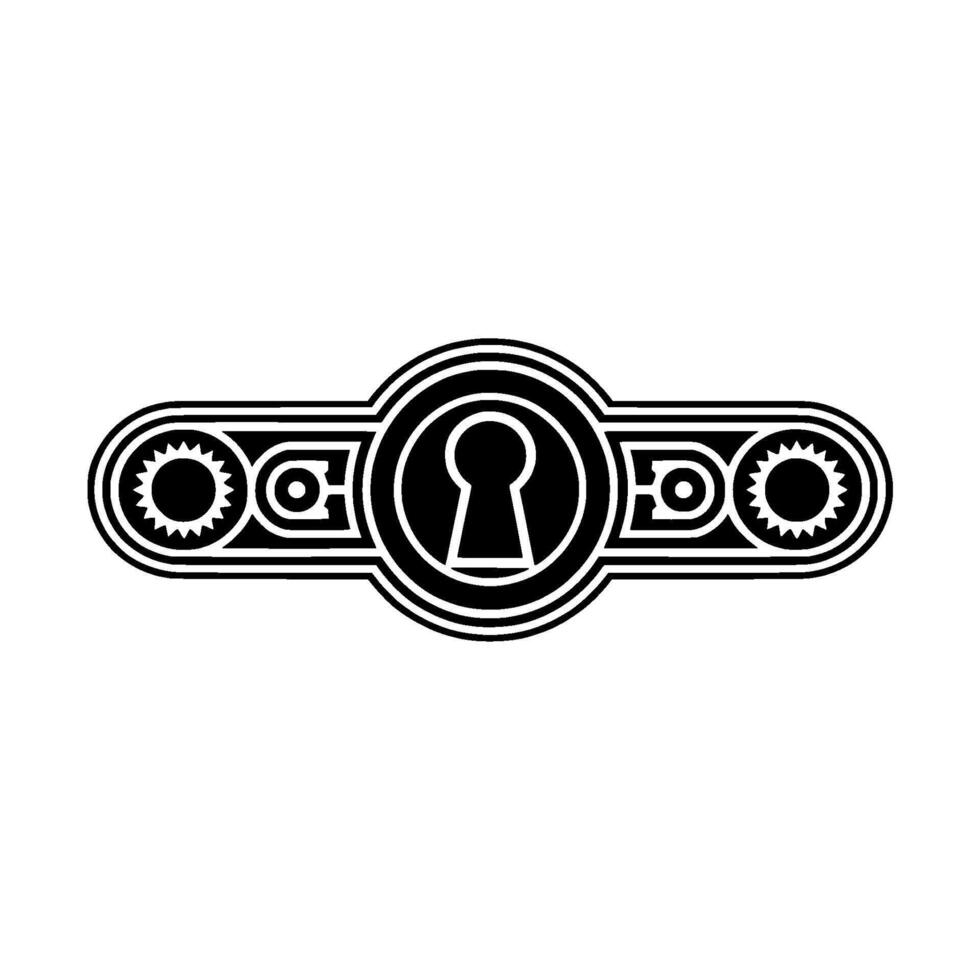 Art Deco Keyhole Ornament Black White, Geometric. vector