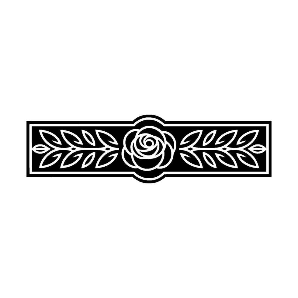 Black and White Rose Floral Ornament Illustration. vector