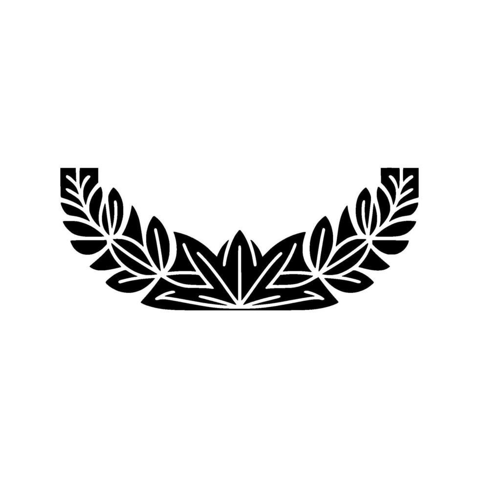 Elegant Black and White Laurel Wreath on White Background. vector