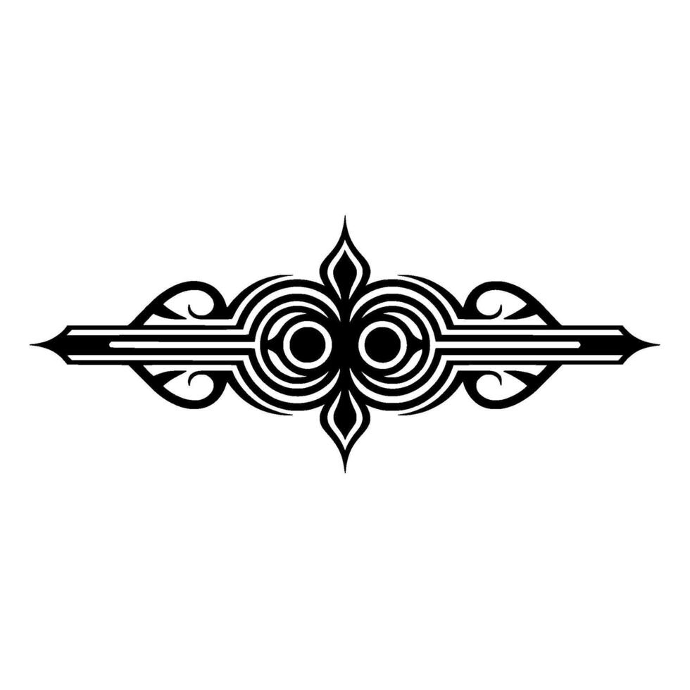 Abstract Black Ornamental Divider - Geometric on White Background. vector