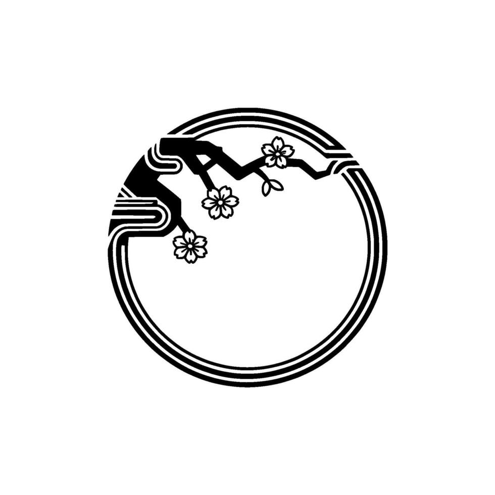 Minimalist Cherry Blossom Circle. vector