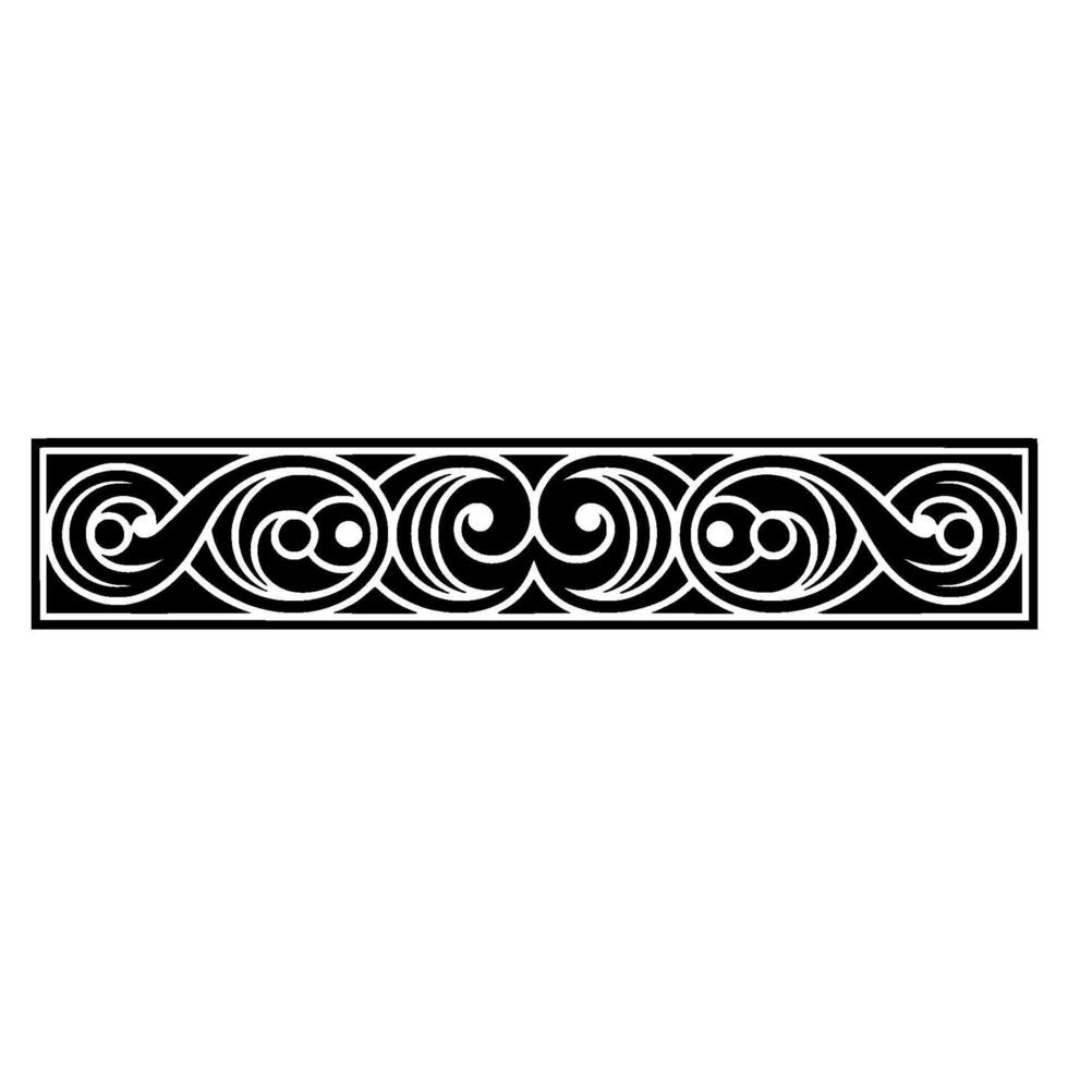 Elegant Black and White Swirl Pattern Border - Decorative Ornament. vector