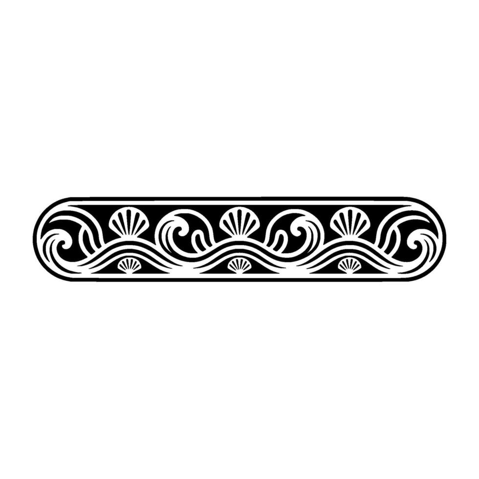Elegant Sea-Inspired Border , Black and White. vector