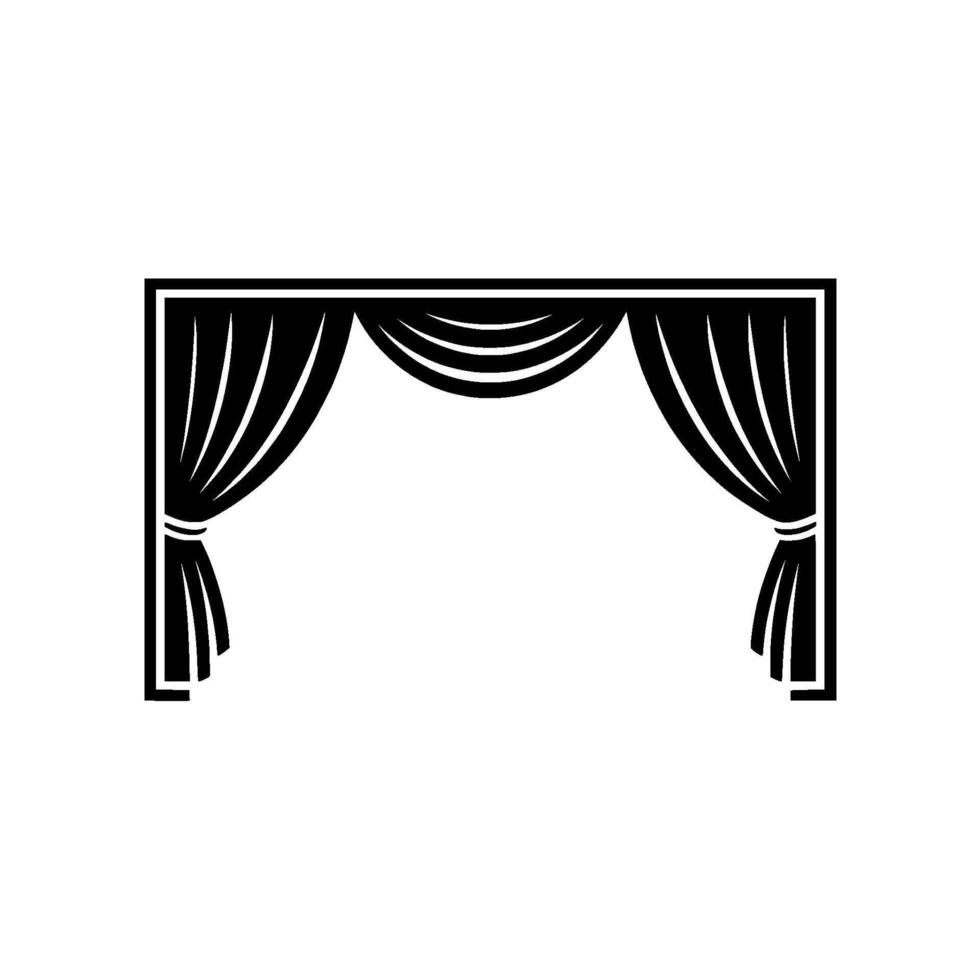 Minimalist Black Curtain Silhouette on Light Background. vector