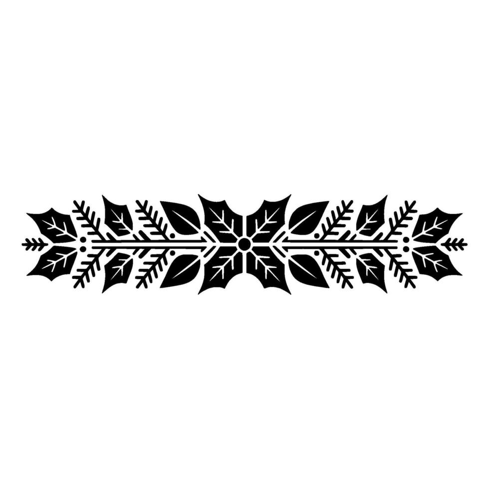Elegant Christmas Garland - Black Leaves and Flowers. vector