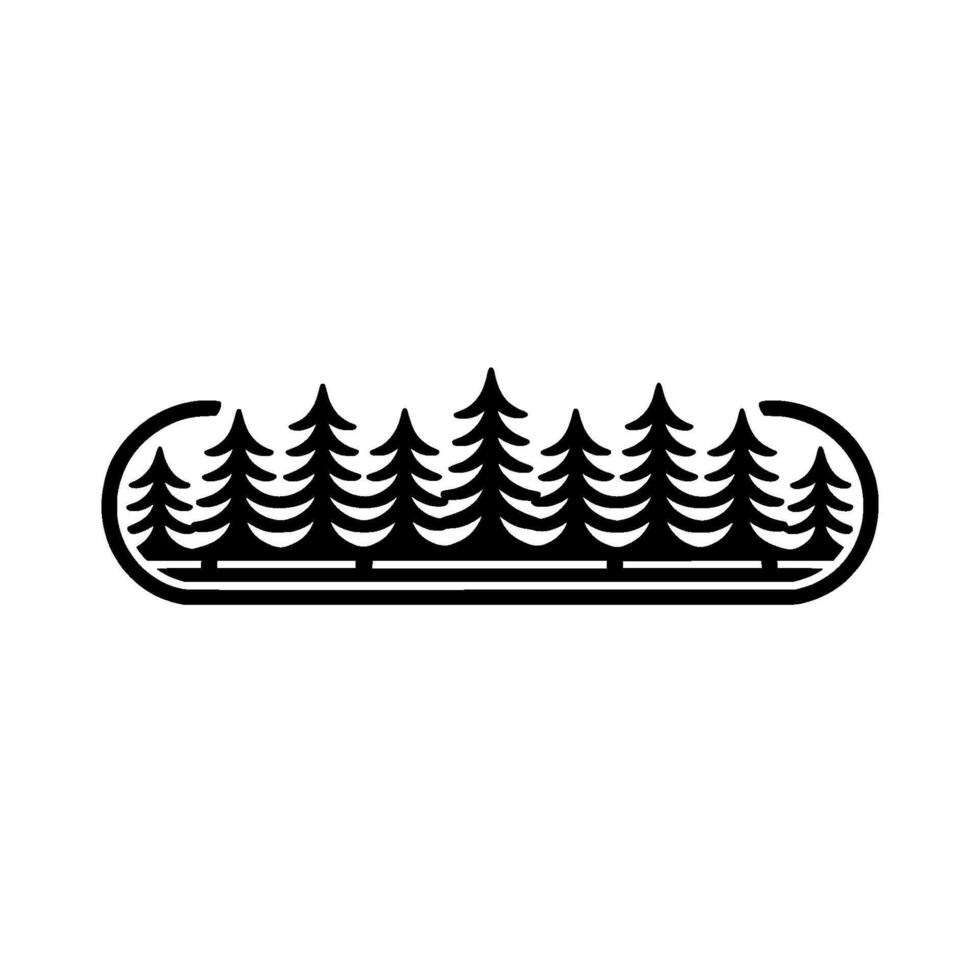 Minimalist Black Forest Landscape Emblem. vector