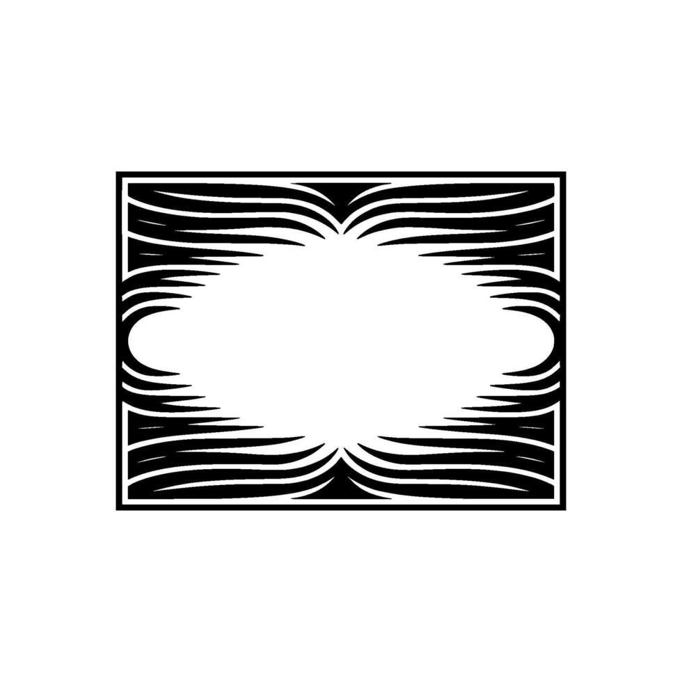 Minimalist Black White Ornate Frame, Empty Center for Elements. vector