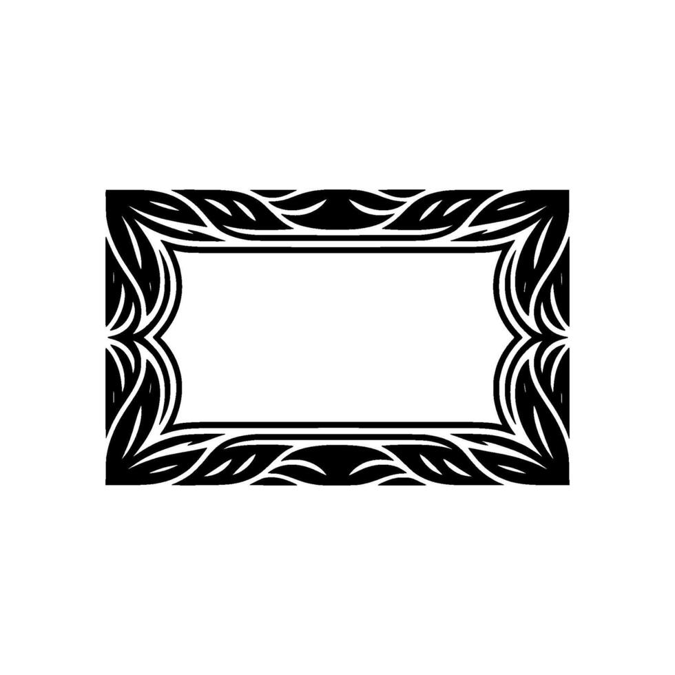 Elegant Decorative Frame with Leaf Pattern in Black and White. vector
