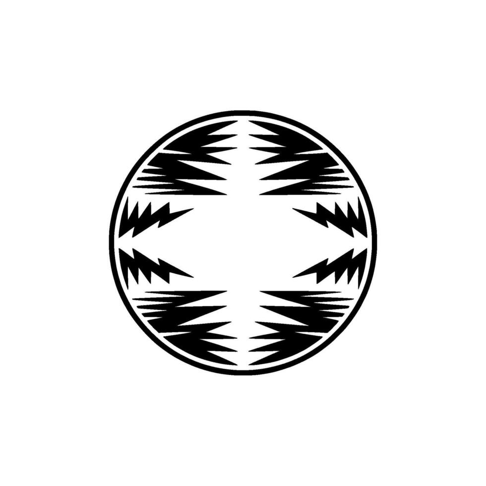 Minimalist Tribal Circle , Black White Ornament, Geometric Pattern. vector