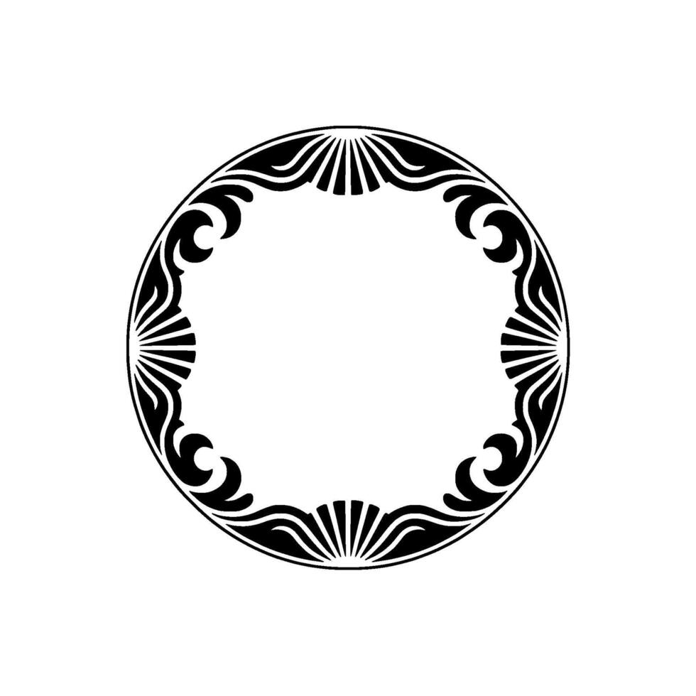 Ornate Black Circle Frame, Art Deco , Minimalist Style. vector