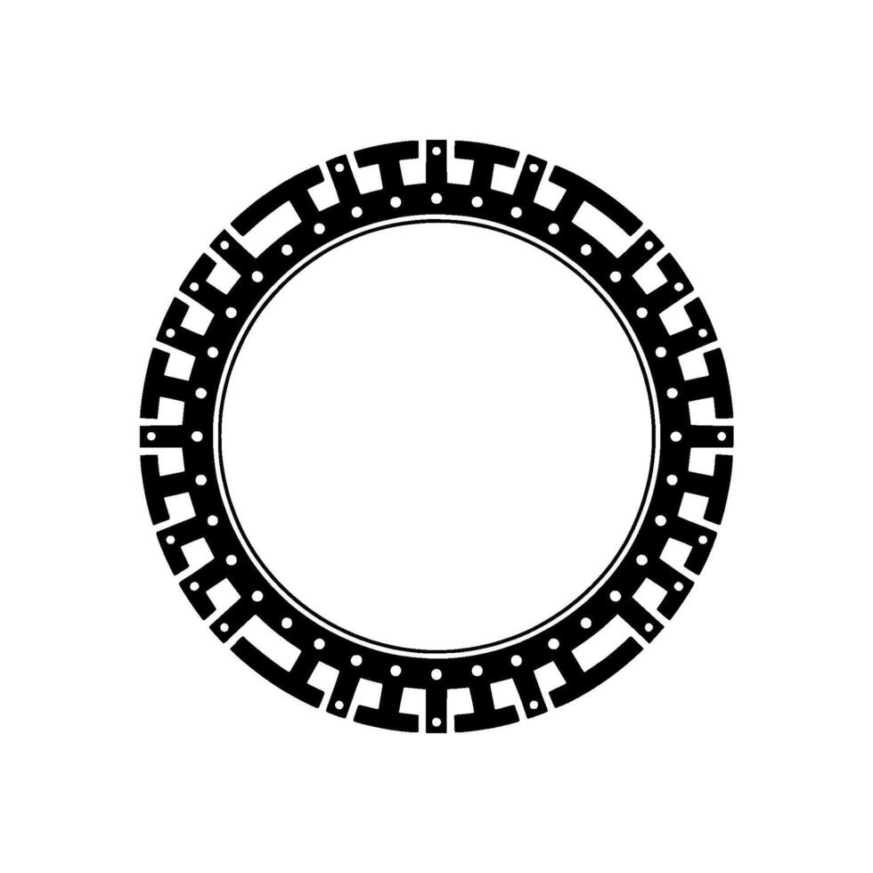 Geometric Circle Frame - Modern Black White. vector