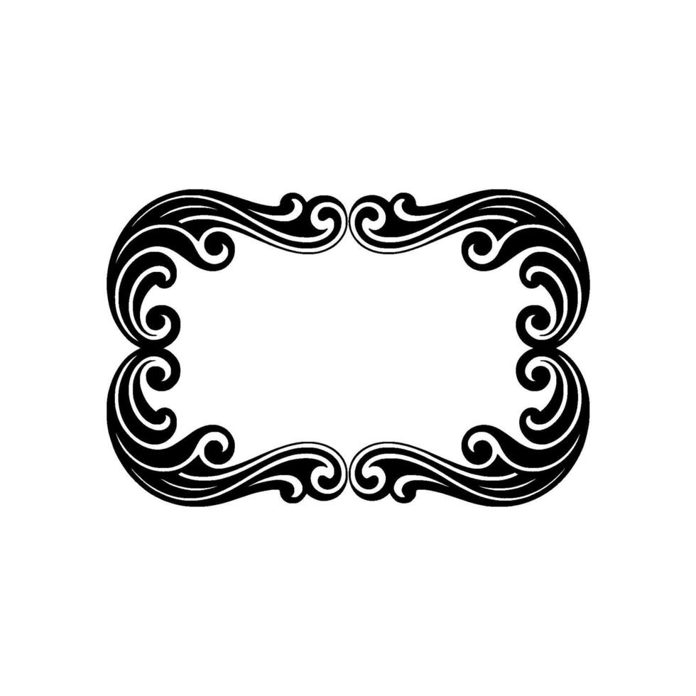 Elegant Art Nouveau Frame, Black White. vector