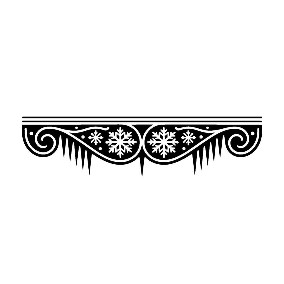 Minimalist Winter Ornament Snowflake Icicle Border vector