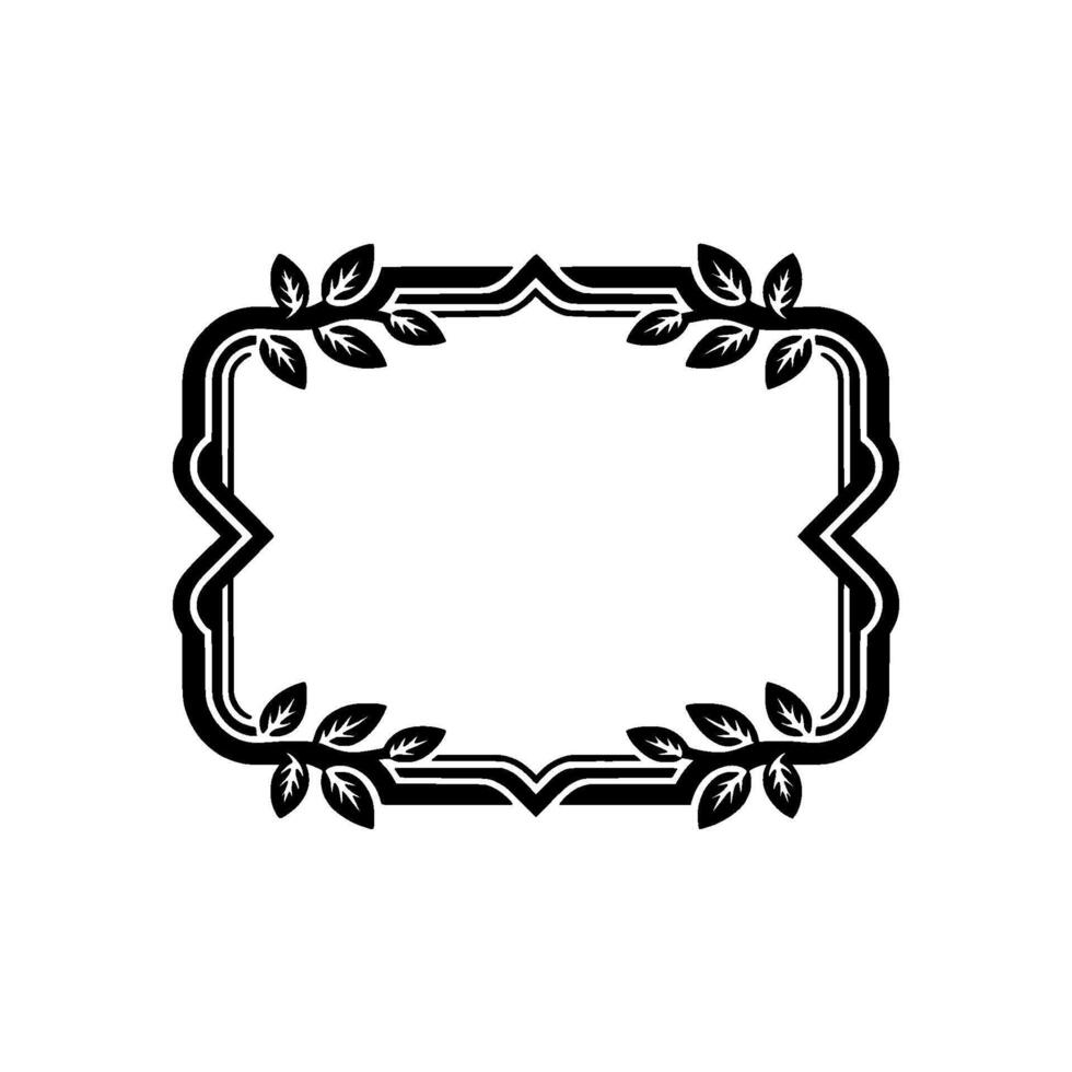 Elegant Black Frame with Leaf Accents on White Background vector