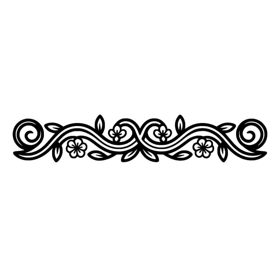 Elegant Floral Border Black and White, Minimalist vector
