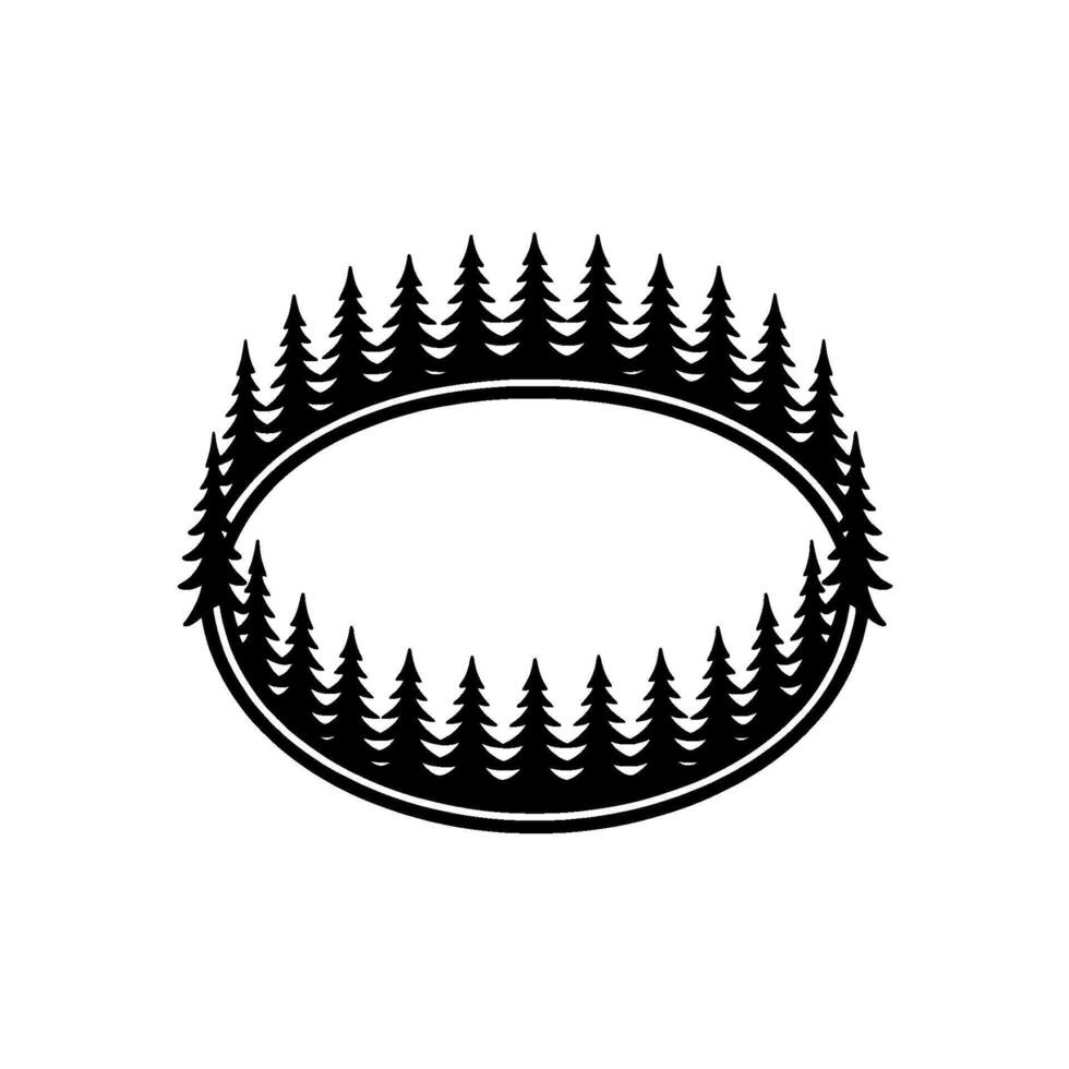 Forest Ring Minimalist Nature Emblem, Black White, for Branding vector