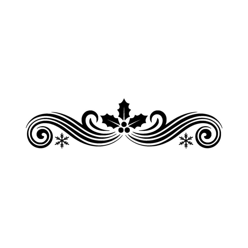 Elegant Christmas Holly Snowflake Ornament - Illustration vector