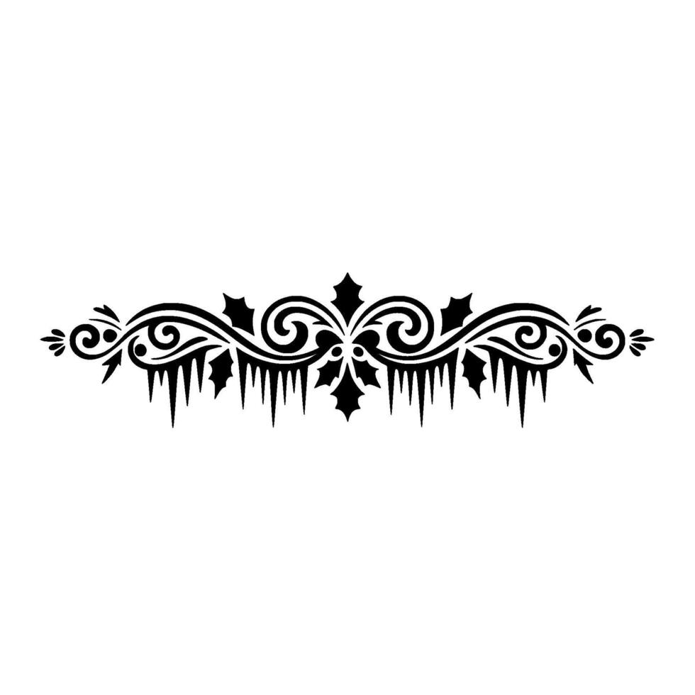 Winter Ornamental Border, Icicles Holly, Decorative Silhouette vector