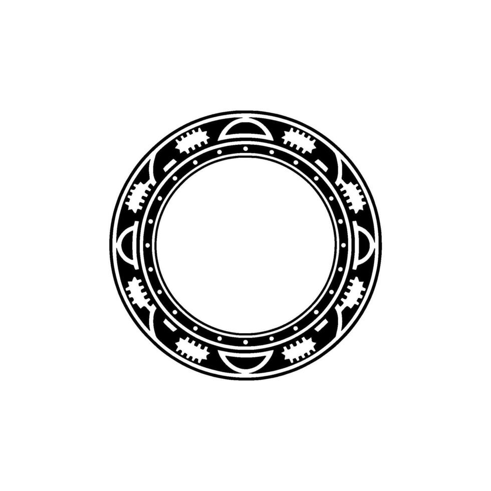 Intricate Circular Ornament , Black White Minimalist Motif vector