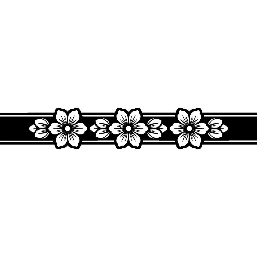 Minimalist Floral Border - Black and White, Elegant and Simple vector
