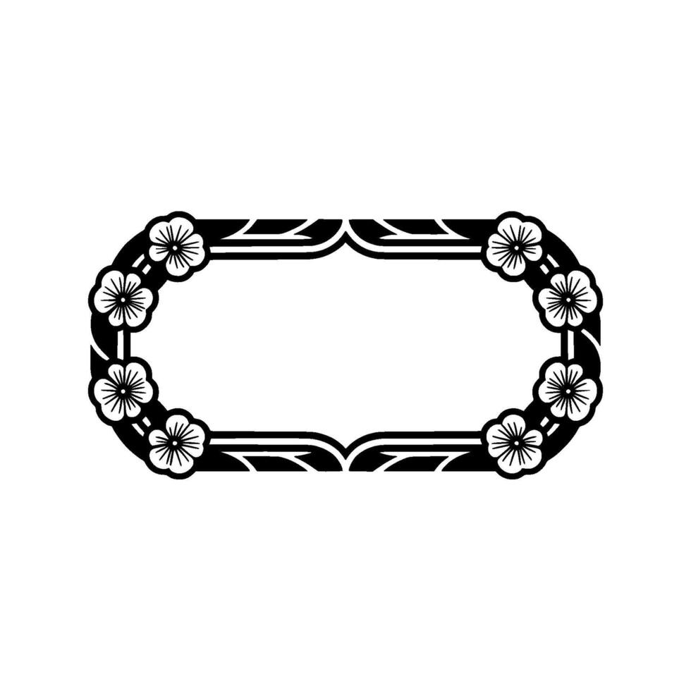 Elegant Floral Frame Black and White Floral , Minimalist Style vector