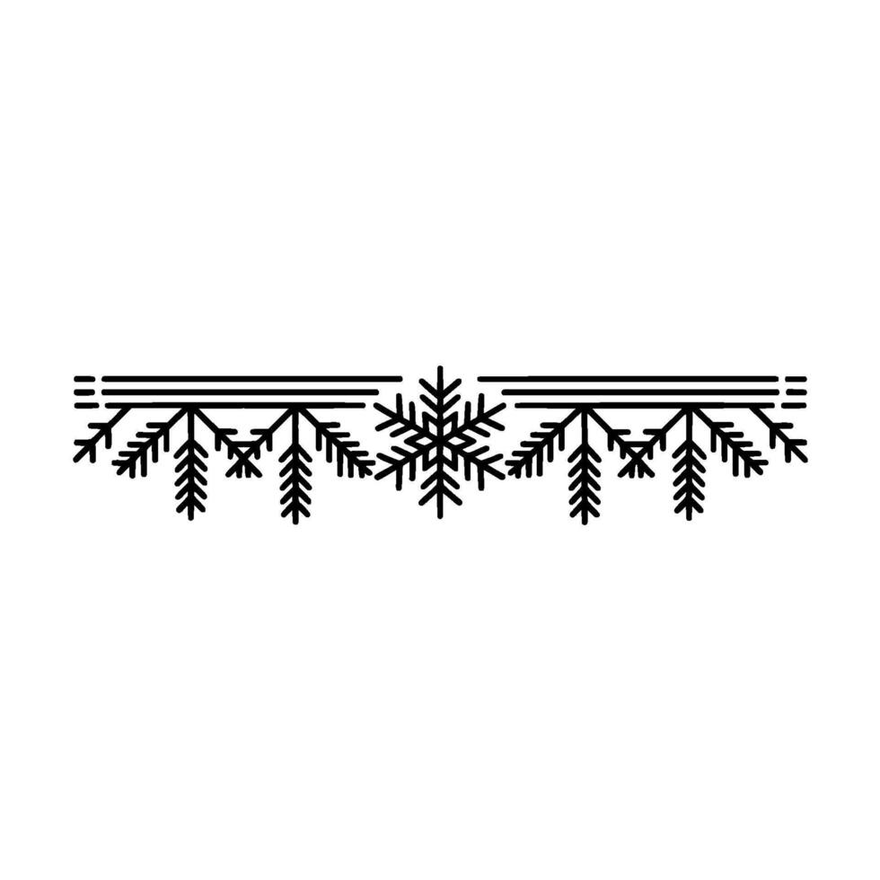 Minimalist Winter Holiday Border with Snowflake and Fir Branches vector