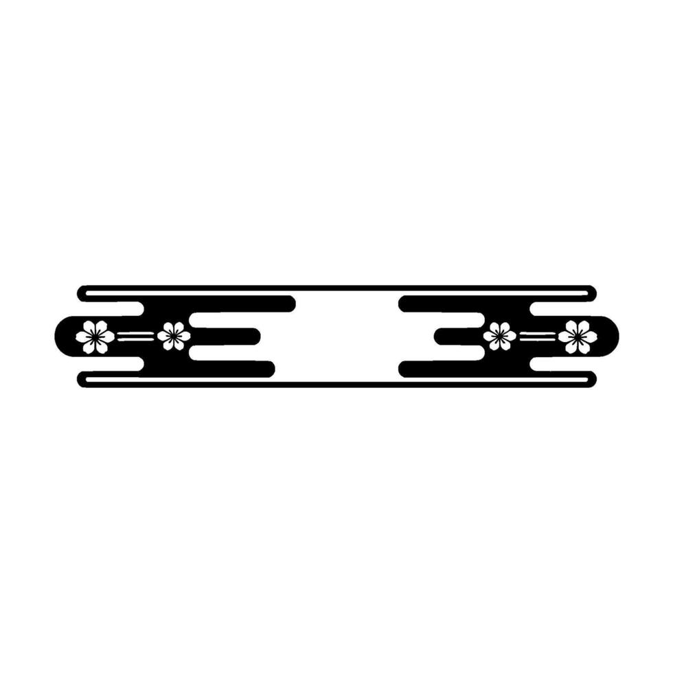 Japanese-Style Cherry Blossom Ornament , Black and White vector