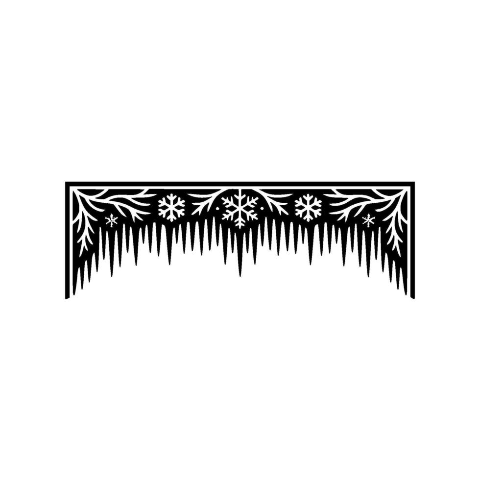 Winter Snowflake Icicle Ornament, Minimalist Silhouette vector