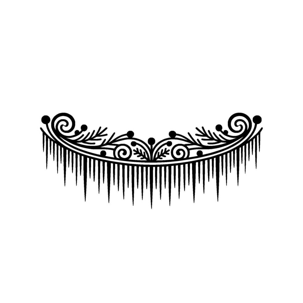 Elegant Black Floral with Icicles on White Background vector