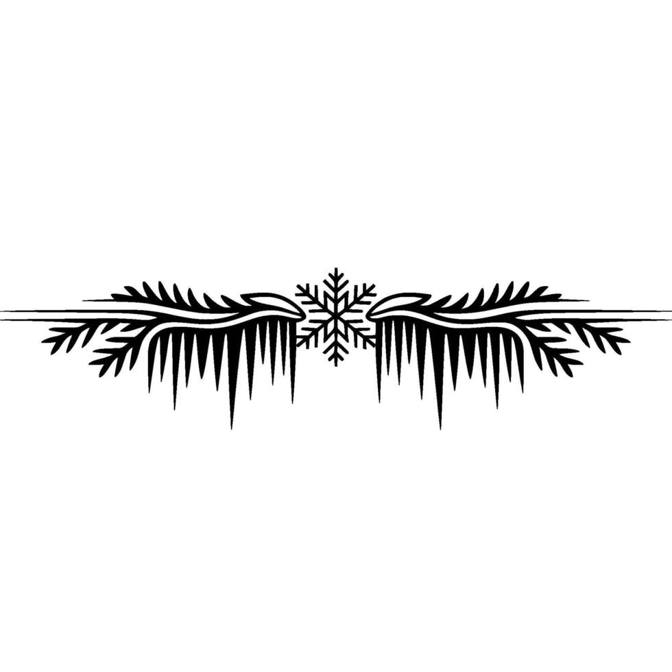 Elegant Winter Border with Icicles and Snowflake vector