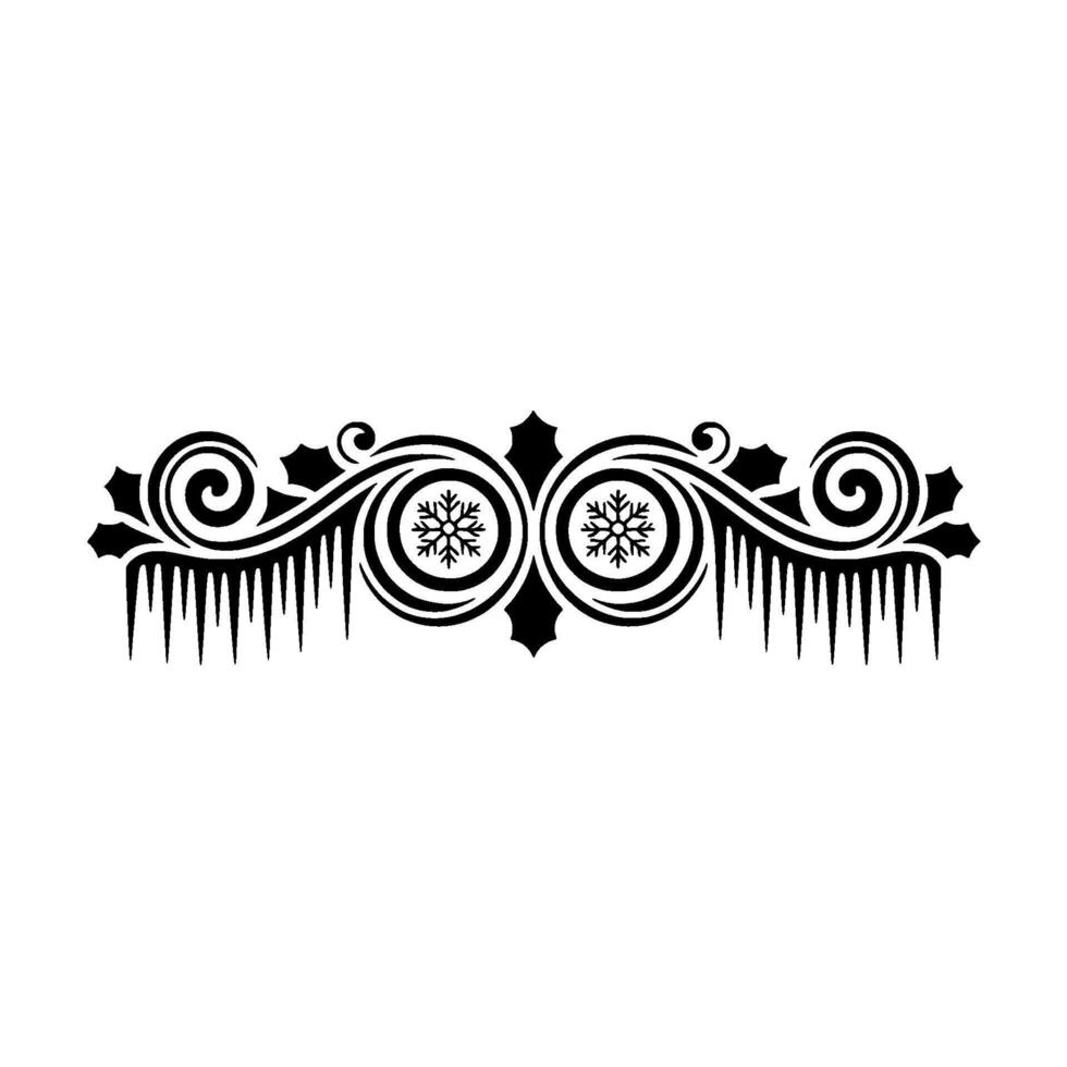 Winter Ornament in Black and White Snowflakes, Icicles, and Swirls vector