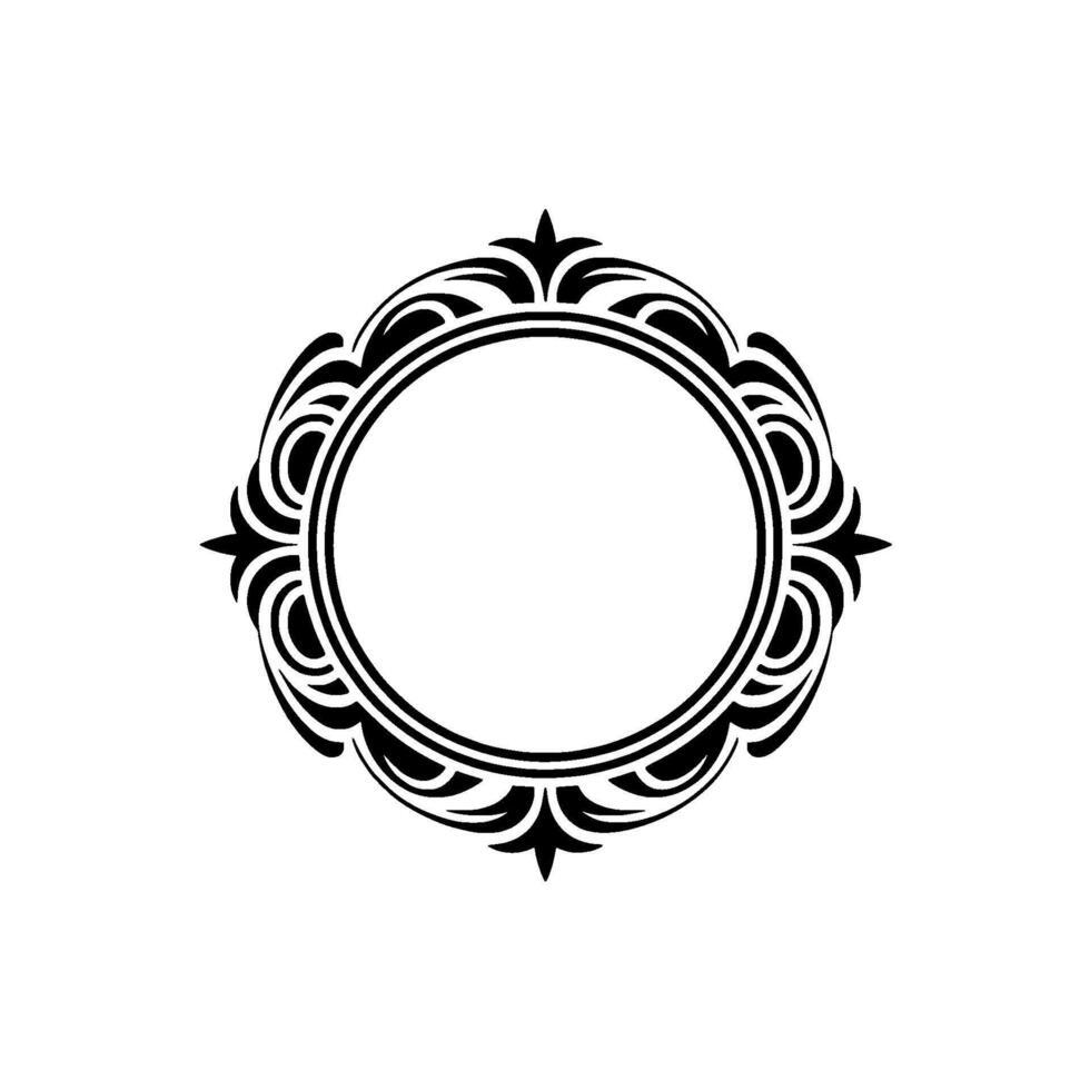 Ornate Black and White Oval Frame Elegant Element vector