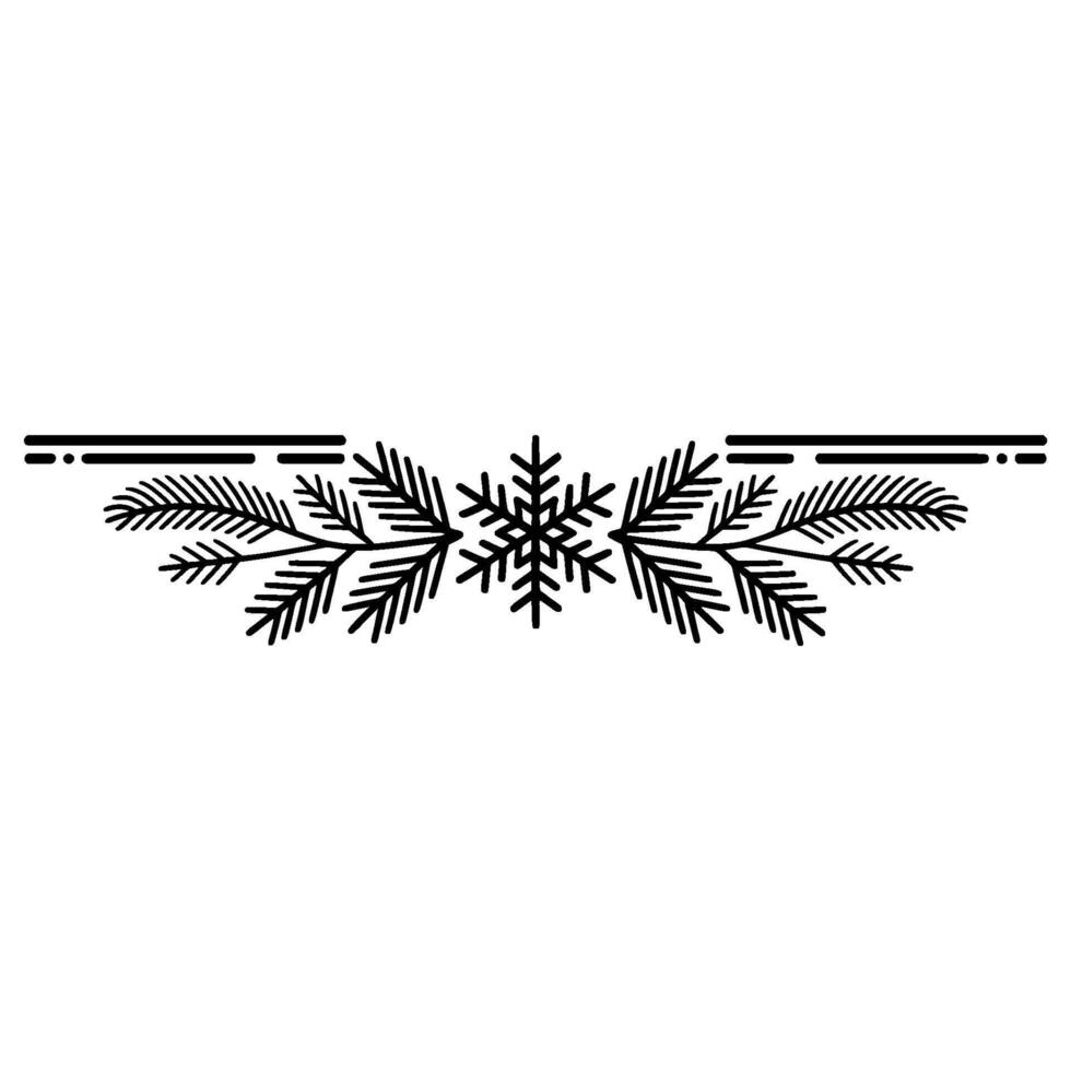 Minimalist Winter Snowflake Fir Border Illustration, Element vector