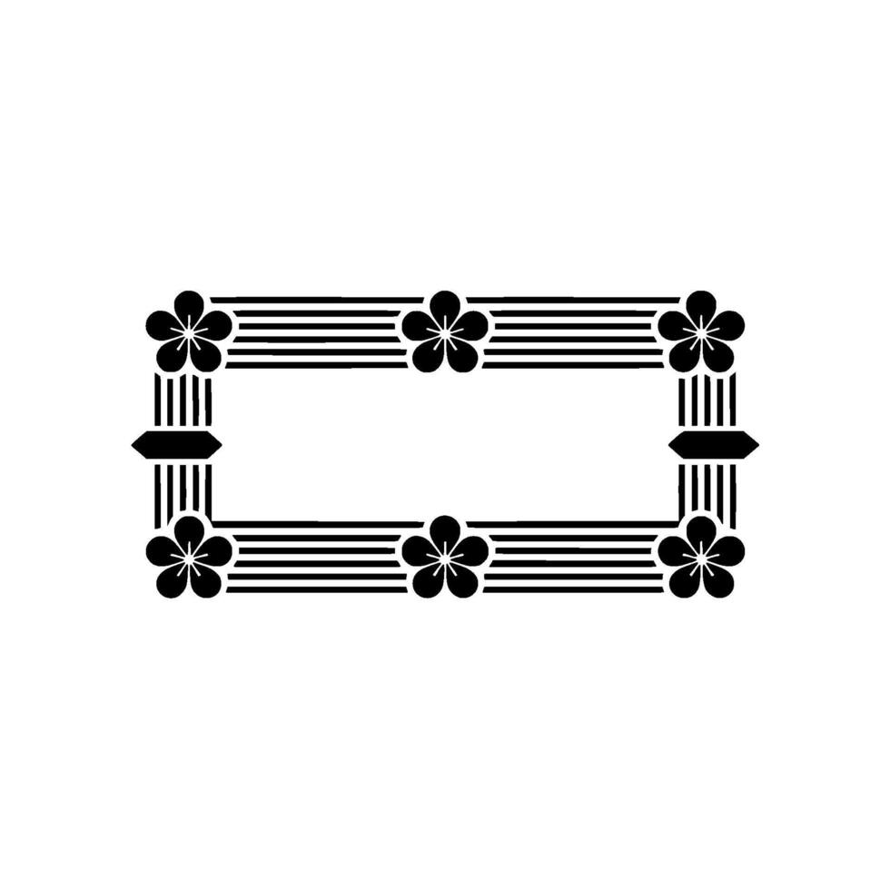 Minimalist Japanese Plum Blossom Frame in Black White vector