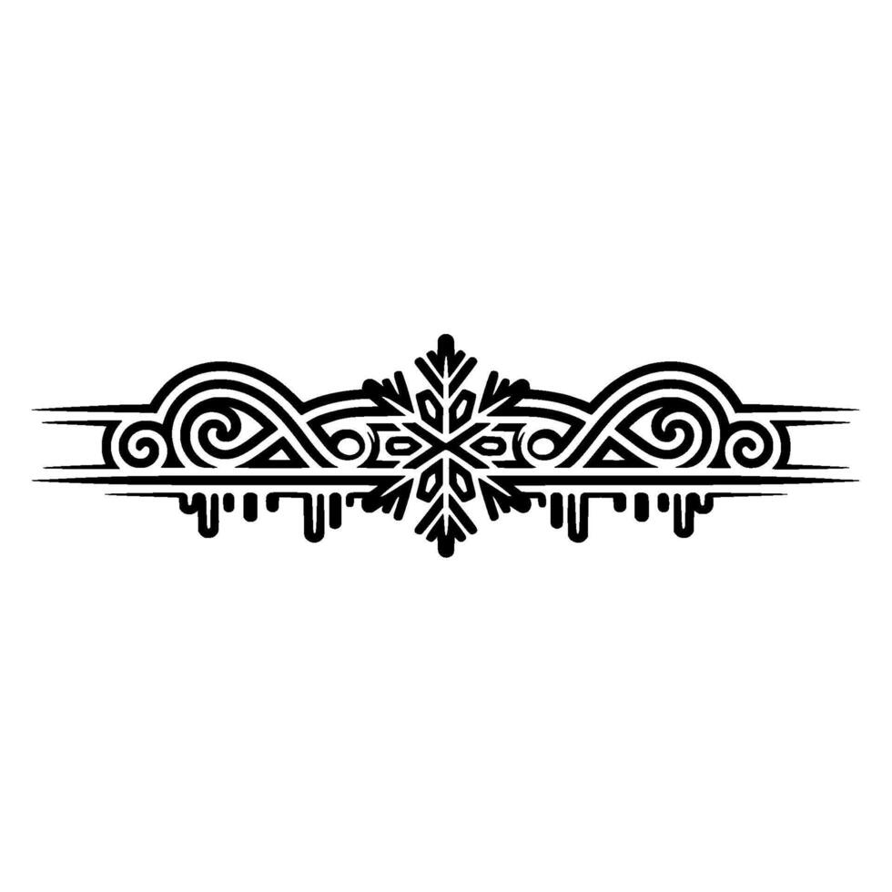 Ornamental Snowflake Border - Elegant Winter Line Art vector