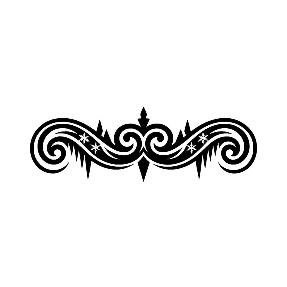 Winter Scroll Ornament Black White Festive Element vector