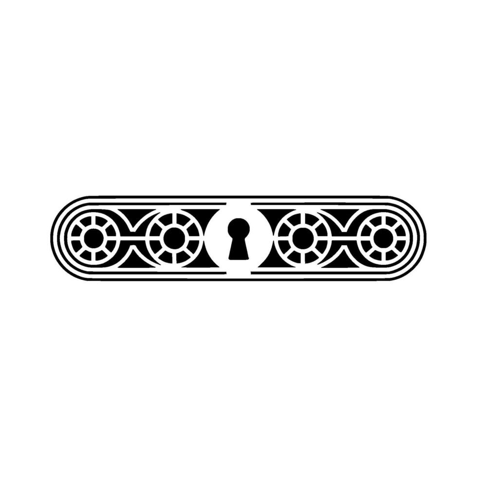 Abstract Keyhole Geometric Pattern, Black White vector