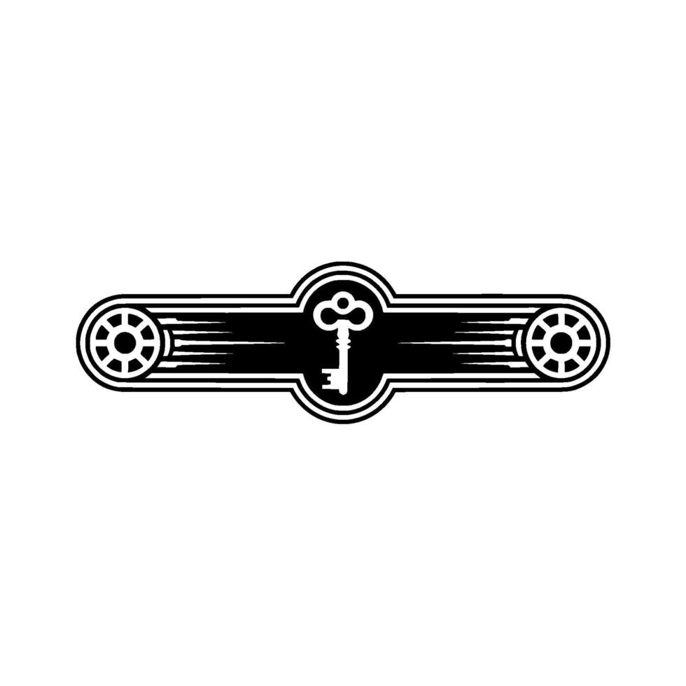Vintage Key Emblem in Black White Symbol of Security, Access, and Trust vector