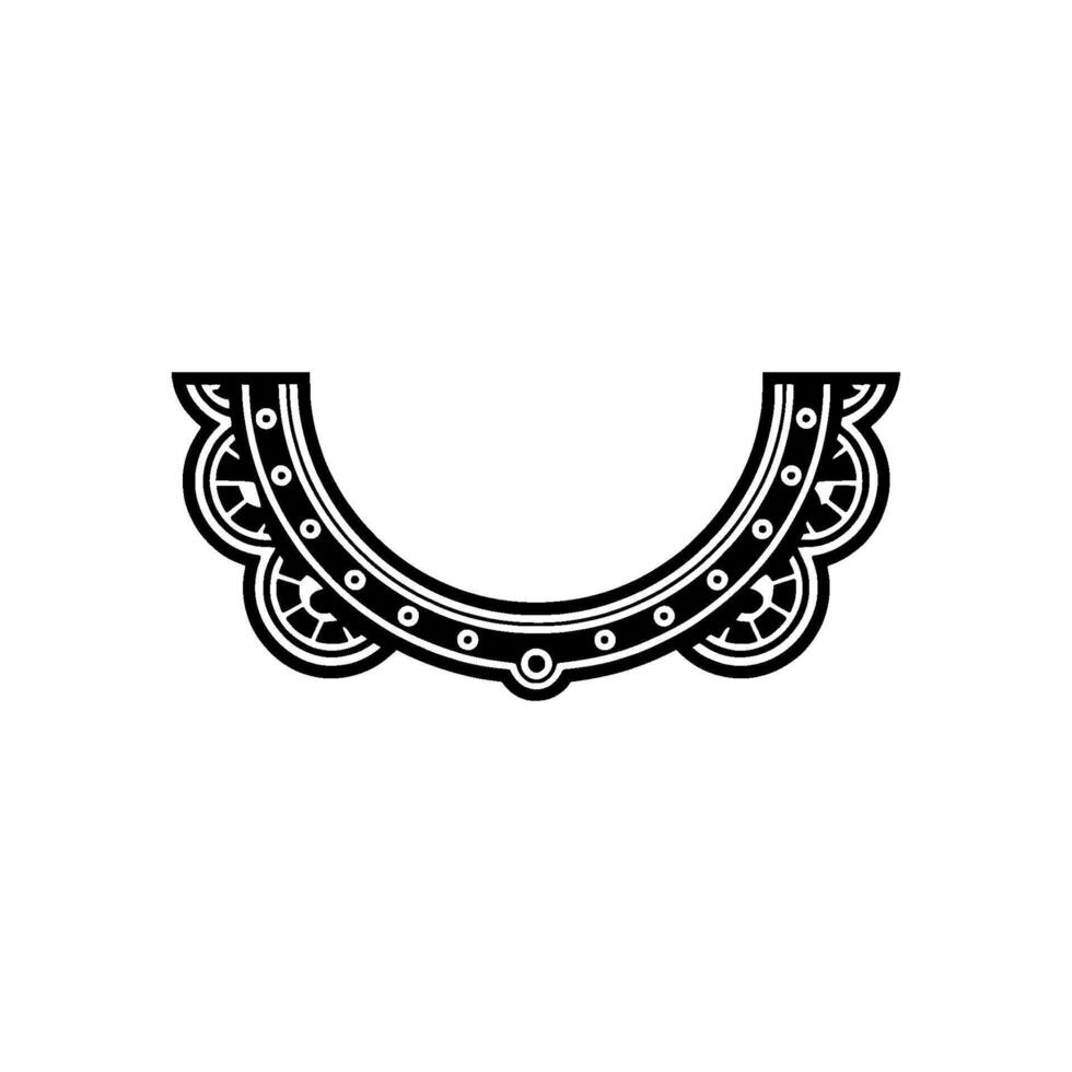 Elegant Black White Decorative Semi-Circle Ornament on White Background vector