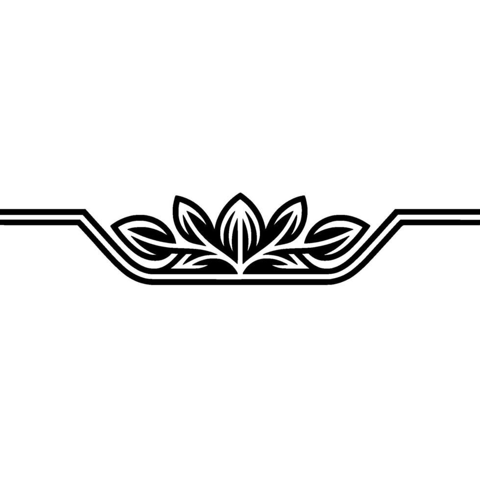 Minimalist Floral Border Black White Line Art Element vector